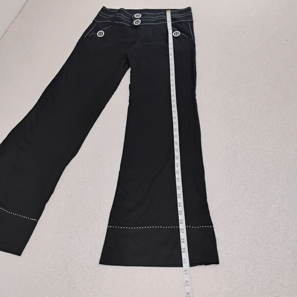 Y2K Flare Embroidered Stitch Jeans fisherman Sailor Yacht Beatnick Hipster sz 5 - Picture 6 of 9